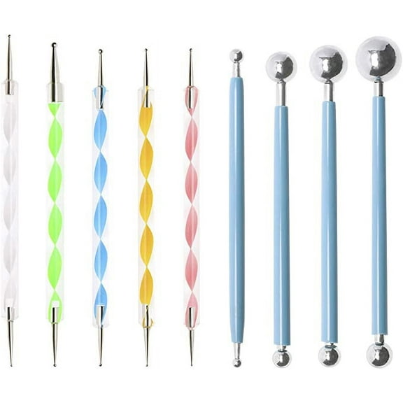 9Pcs Dotting Tools Embossing Ball Stylus Set Tracing Pens for Mandala Rock Painting Nail Art Pottery Clay Modeling Carbon Transfer Paper Ornaments Art Craft DIY