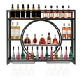 thumbnail image 4 of Wine Bottle Shelf, Hanging Metal Wine Rack Cabinet 39.37*5.91*31.5in Black 110.23 lbs Wall Mounted Wine Rack, 4 of 22