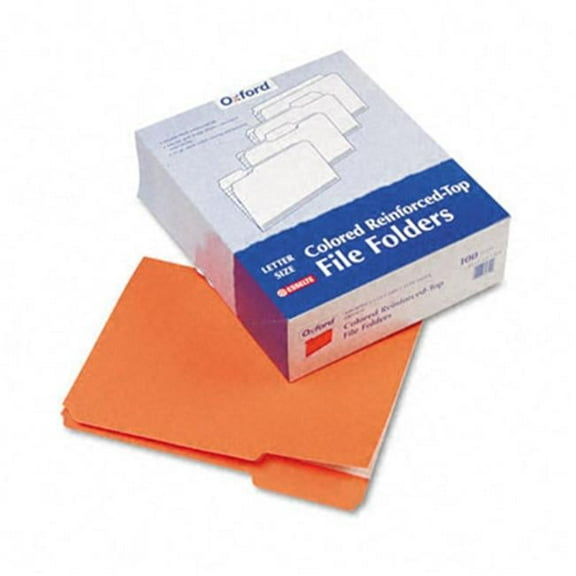 Pendaflex Two-Ply-Reinforced File Folders- 1/3 Cut- Top Tab- Letter- Orange- 100/Box