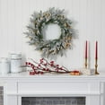 thumbnail image 3 of Nearly Natural 24in. Flocked Artificial Christmas Wreath with 50 LED Lights, 3 of 5