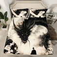 thumbnail image 2 of jejeloiu Japanese Samurai Twin Sheet Set,Western Dragon White Cherry Blossom,Luxury Decor For Boys,3-Piece, 2 of 7