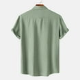 thumbnail image 4 of Iugvhana Men's 100% Cotton Shirt Casual Solid Trendy Texture Shirts Short Sleeve Button Down Hawaiian Shirts with Pocket Green#1 L, 4 of 8