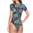 thumbnail image 4 of The Xecao Blue Excavator Women's Crew Neck Body Suit, a short-sleeved bodysuit and basic swimsuit, both comfort and style for dating and daily life, 4 of 9