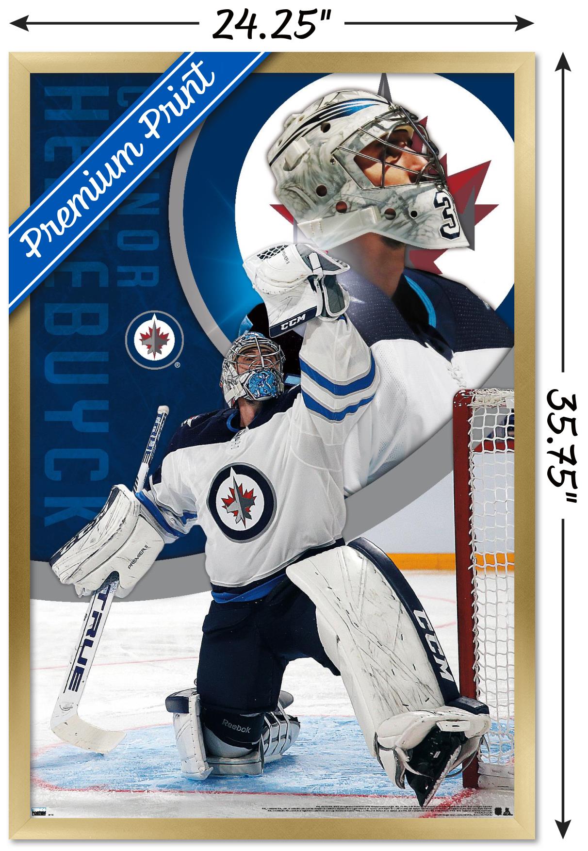NHL Winnipeg Jets - Connor Hellebuyck 20 Wall Poster, 22.375" x 34", Framed