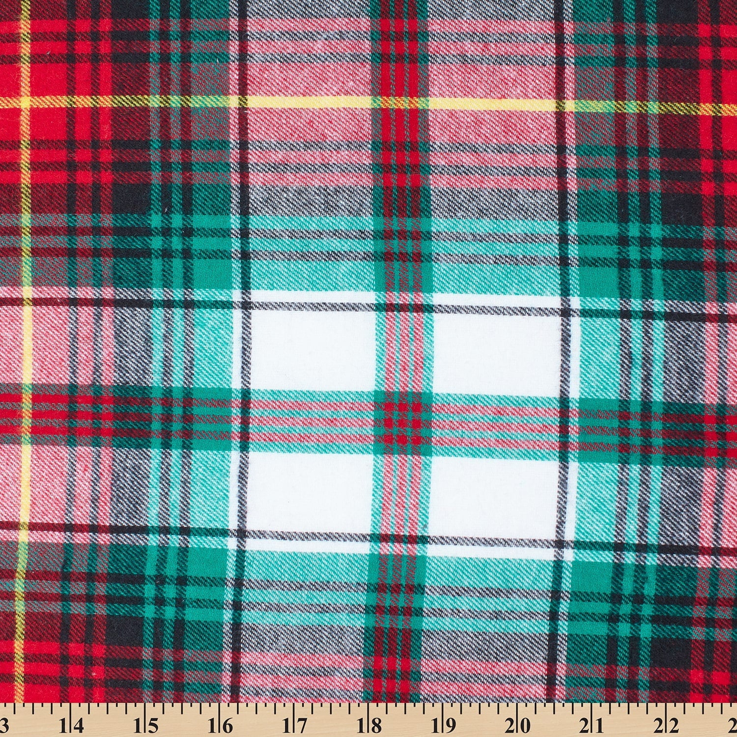 Flannel Brushed Hypoallergenic Cotton Tartan Plaid Geometric #14 Yarn Dyed Fabric By The Yard To Sew Apparel, Accessories, & Décor - Red / White / Teal (10 Yards)