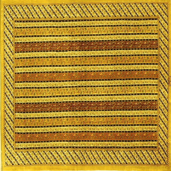 Ahgly Company Indoor Square Persian Yellow Traditional Area Rugs, 8' Square