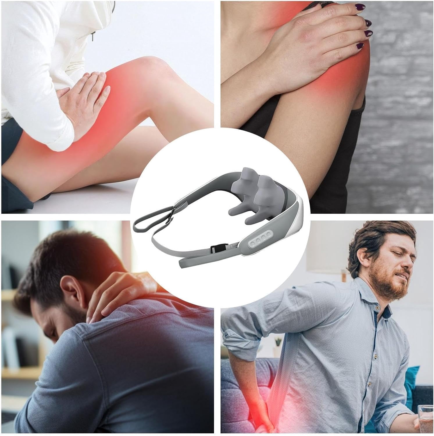 Electric Neck Massagers, Portable Neck Massager with Heat, Cervical Vertebra Massager with Low Noise, Multifunctional Knead Massage Pillow Lightweight Electric Massager with Heat for Neck and Shoulde