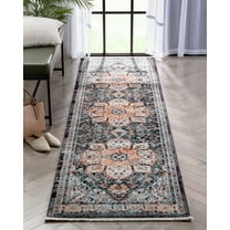 Well Woven Lycie Black Pink Vintage Oriental Medallion Boho Rug (2'7" x 9'10" Runner)