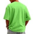 thumbnail image 4 of Men's Knit Crew Neck Short-Sleeve T-Shirt Stylish Casual Pullover Multi-Scene Use For Daily & Weekend All-Season Basic Tops,Fluorescent Green,M, 4 of 4