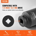 thumbnail image 2 of VEVOR Axle Nut Impact Socket Set, 1/2" Drive Deep 6-Point 8-Piece SAE Spindle Nut Socket Set, CR-MO Heat Treated Large Socket Set with Storage Case, for Auto Repair, Removing or Installing Axle Nuts, 2 of 7