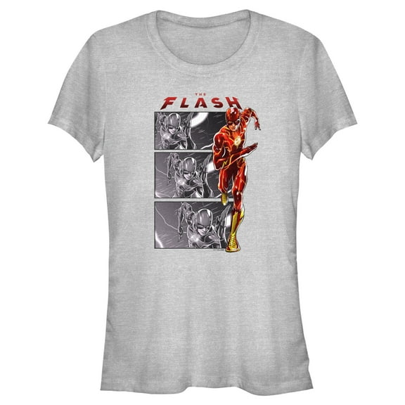 Junior's The Flash Speedster comics Book Panels  Graphic Tee Athletic Heather Medium