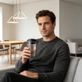 thumbnail image 3 of Plastic Tumbler for Cold Drinks, Reusable Coffee Cup with 2-in-1 Lid and Straw, Leak-Resistant Portable Travel Tumbler with Drawstring, Lightweight Cup for Iced Coffee Tea Water Office Home Outdoor, 3 of 6
