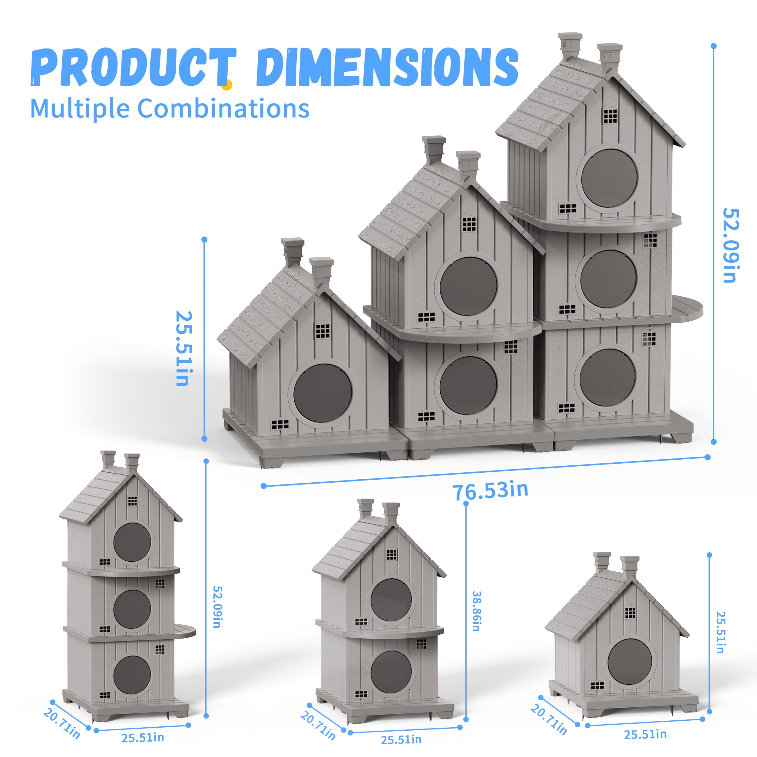 Fazzn Outdoor Cat House with Porch: Weatherproof Insulated Shelter for Cats, Kittens, and Puppies, Including Feral Cats. Features Multiple Entrances, an Elevated Base, and Easy Assembly.Blue/Brown