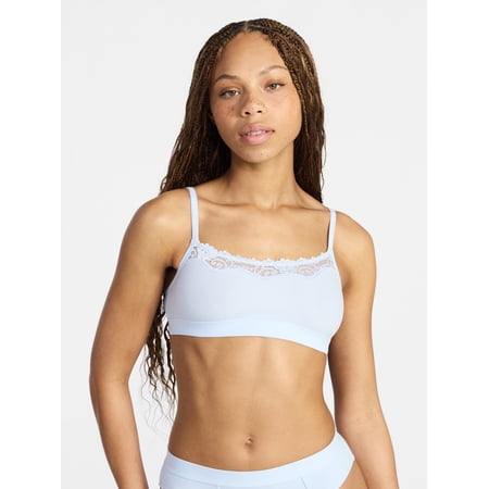 No Boundaries Fit Stretch Scoop Bralette with Lace, Women's XS-3XL