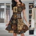 thumbnail image 2 of Southwest Textile Patterned Fabric Women's Classic Swing Skater Dress Casual Work Party Cocktail Dresses, 2 of 6