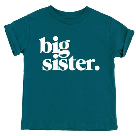 

Bold Big Sister Colorful Sibling Reveal Announcement T-Shirt for Baby and Toddler Youth Girls Sibling Outfits Oceanside Shirt 2T