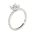 thumbnail image 2 of 1.25 Carat Solitaire Princess Cut Moissanite Engagement Rings For Womens In 10K Solid White Gold Ring Size 7.5, 2 of 8