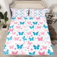 thumbnail image 2 of Feelyou Blue Pink Butterfly Full Size Sheets for Girl, Dreamy Cartoon Stars Bed Sheets, Kawaii Animal Sheet Sets, Super Cozy Room Decor, 4 Pieces, 2 of 7