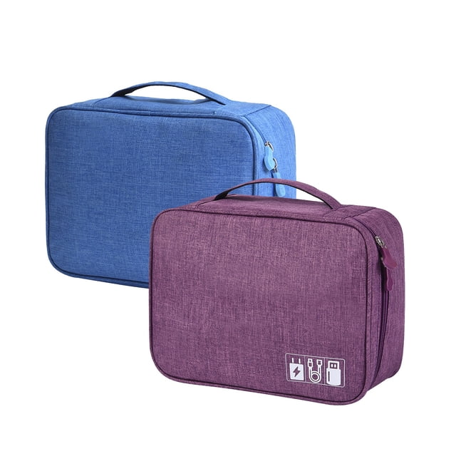 Fiudx Bolsa Organizadora de Dispositivos Electrónicos, Poliéster Resistente Al Agua, Compartimentos Ajustables, Espacio para Guardar Cables y Accesorios, Ideal para Viajes y Oficina, Ligera y Compact