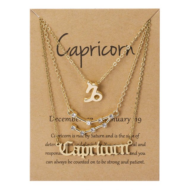 WREESH 3-piece Set Of Three-piece Sky Ancient English Letter Twelve Constellation Necklace