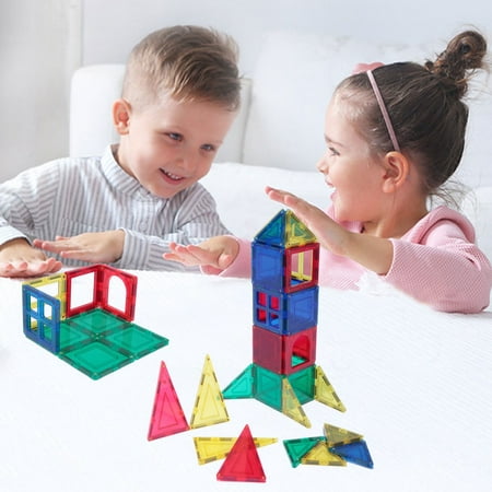 58-Piece Multi Colors Magnetic Blocks Tiles Educational 3-D Buildings STEM Toy Building