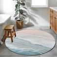 thumbnail image 4 of Area Rug 48in, Coastal Blue White Waves on Beach Floor Carpet Living Room Rug, Ocean Seaside Landscape Non-Slip Welcome Mat Indoor Rugs for Bedroom Dining Room, 4 of 9