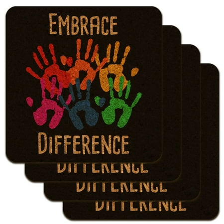 

Embrace Difference Autism Hand Prints Low Profile Novelty Cork Coaster Set