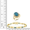 thumbnail image 2 of Gem Stone King 12.14 Ct Oval London Blue Topaz 18K Yellow Gold Plated Silver Ring and Bracelet Jewelry Set (Size 6), 2 of 3