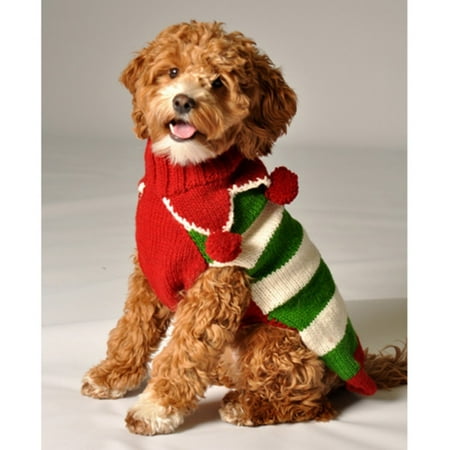 Chilly Dog Christmas Elf Dog Sweater - Red / Green - 0