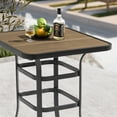 thumbnail image 4 of Nuu Garden Outdoor Height Bar Table Square Patio Bistro Table with Faux Wood Tabletop, Slatted Design, Outside Furniture Bar Table for Garden Lawn Poolside, Brown, 4 of 10