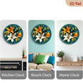 thumbnail image 4 of 2D Flat, 1pc 10 Inch Floral Wall Clock - Elegant Floral pattern in White, Yellow, Green, Orange, Brown - Quiet Non-Ticking Movement - Perfect for Living Room, Bedroom, Office, Meditation Spaces -, 4 of 7
