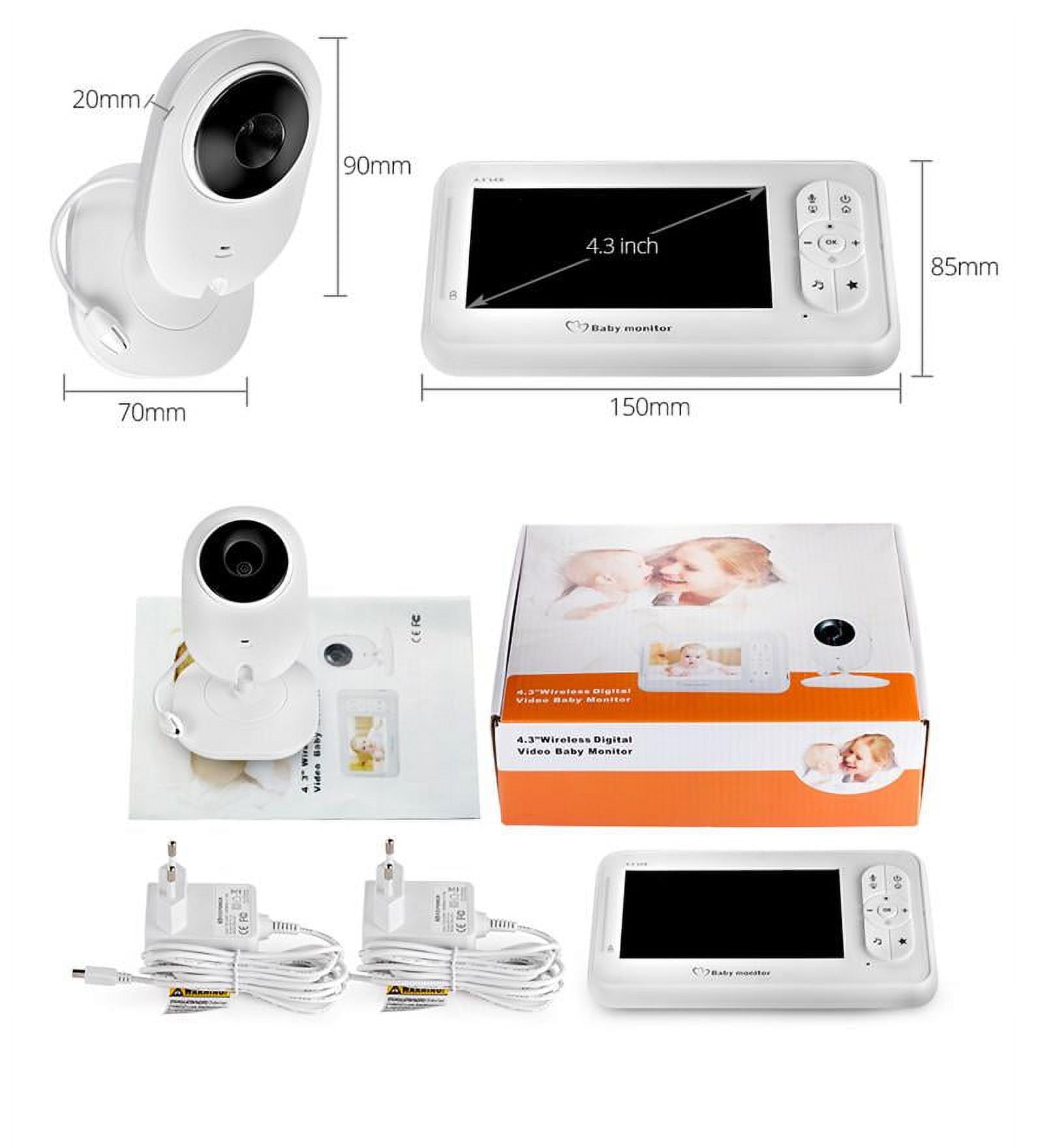 Gtekpros MB98 Baby Audio-Video Monitor 4.3"  Lullabies Pan-Tilt 2-Way Audio Temperature Monitoring   Night Vision Camera