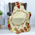 thumbnail image 4 of New Year Soft Flannel Fleece Throw Blanket, Star Shaped Snowflakes with Ornamental Boxes Abstract Christmas, Cozy Plush for Indoor and Outdoor Use, 50" x 60", Green Brown Pale Green, by Ambesonne, 4 of 5