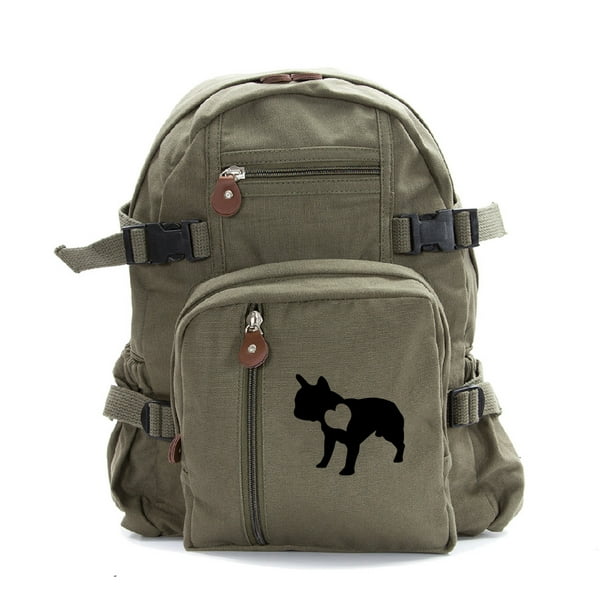 Grab A Smile French Bulldog with Heart Dog Heavyweight Canvas