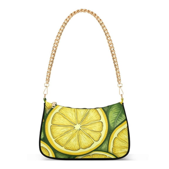 Lemon and Leaves Women Handbags Shoulder Bag Cross Body Bag with Crossbody Strap Hobo Bags Chain Strap