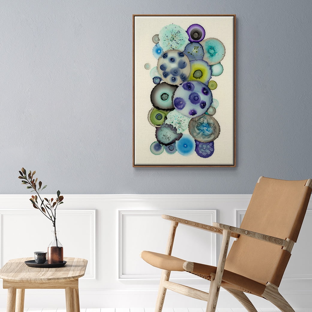 Geodes II Framed Premium Gallery Wrapped Canvas - Ready to Hang - 27 x 41 - Walnut Floating Frame