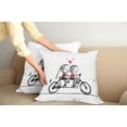 thumbnail image 3 of Ambesonne Love Throw Pillow Cover 2 Pack, Couple Cycling Together, 16", Black White Scarlet, 3 of 6