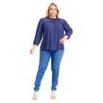 thumbnail image 1 of Blusa con detalles bordados Roman Fashion /Tallas Extras, 6809 (Azul marino) azul marino 42, 1 of 5