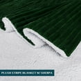 thumbnail image 3 of PAVILIA Reversible Sherpa Fleece Throw Blanket Emerald Green, Plush Flannel Throw, Ultra Soft Warm Ribbed Microfiber Blanket for Sofa Couch Bed, Luxury Thick Striped Blanket, Green, 50x60, 3 of 7