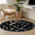 thumbnail image 4 of Round Rug 3.3Ft Washable Non-Slip, Black Spring Floral Circle Area Rugs for Living Room Bedroom, Flowers Botanical Elegant Pastoral Indoor Floor Mats Carpet Runner for Home Decor Aesthetic, 4 of 8