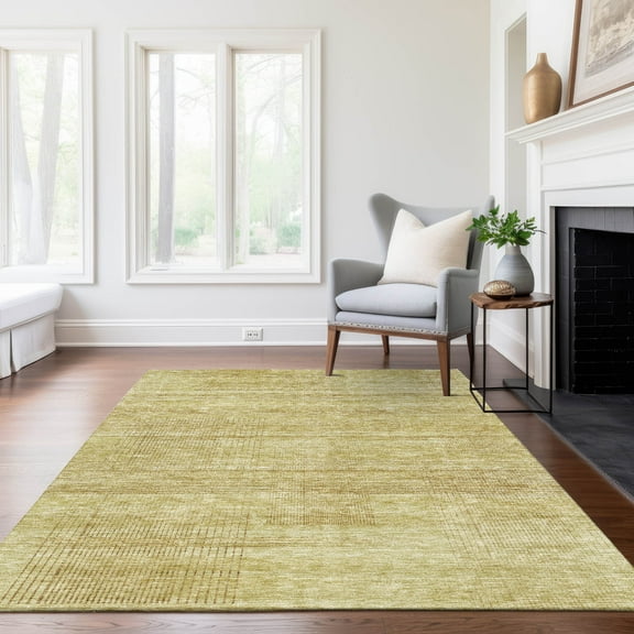 Addison Rugs Chantille Indoor/Outdoor Transitional Stripes Gold Washable Rectangle Rug, 3' x 5'