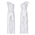 thumbnail image 5 of TSSOE Kids Girls Sparkly Full Sequin Long Jumpsuit One Shoulder Romper Wedding Prom Party Gown Silver 14, 5 of 6