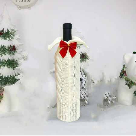 

Christmas Savings 2022! Christmas Wine Bag Wine Bottle Set Table Decoration Supplies Knitted Red Wine Bottle Bag