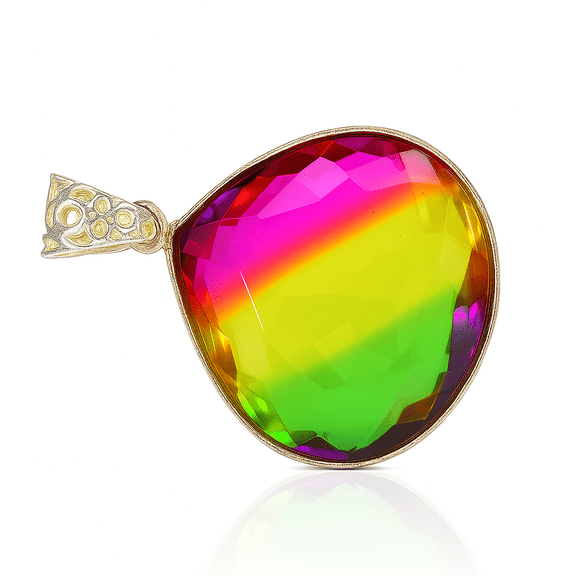 Tourmaline Bi-Color 925 Sterling Silver Pendant Jewelry, 77 Carat