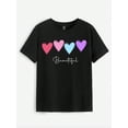 thumbnail image 2 of Casual Heart, Letter Printed Round Neck Short Sleeve Women's T-Shirts, Summer TeeFather's Day, MotheCamisetas para mujer, lindas camisetas con estampado gráfico, de manga corta, estilo casual, para ve, 2 of 7