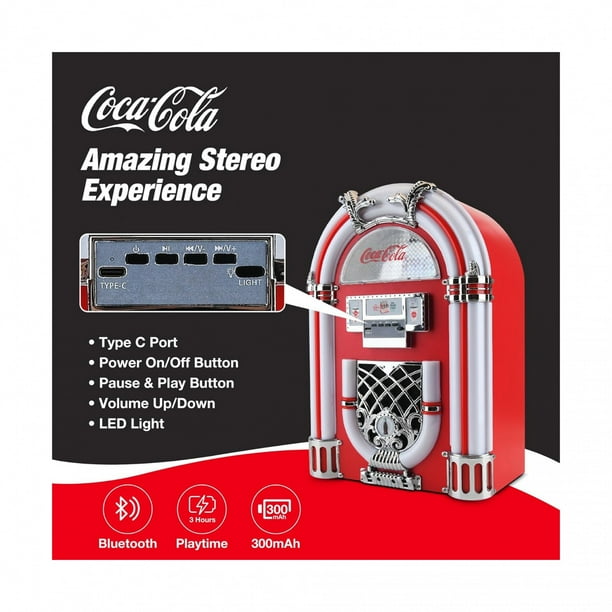 Coca-Cola Retro Jukebox Speaker with Bluetooth and FM Radio