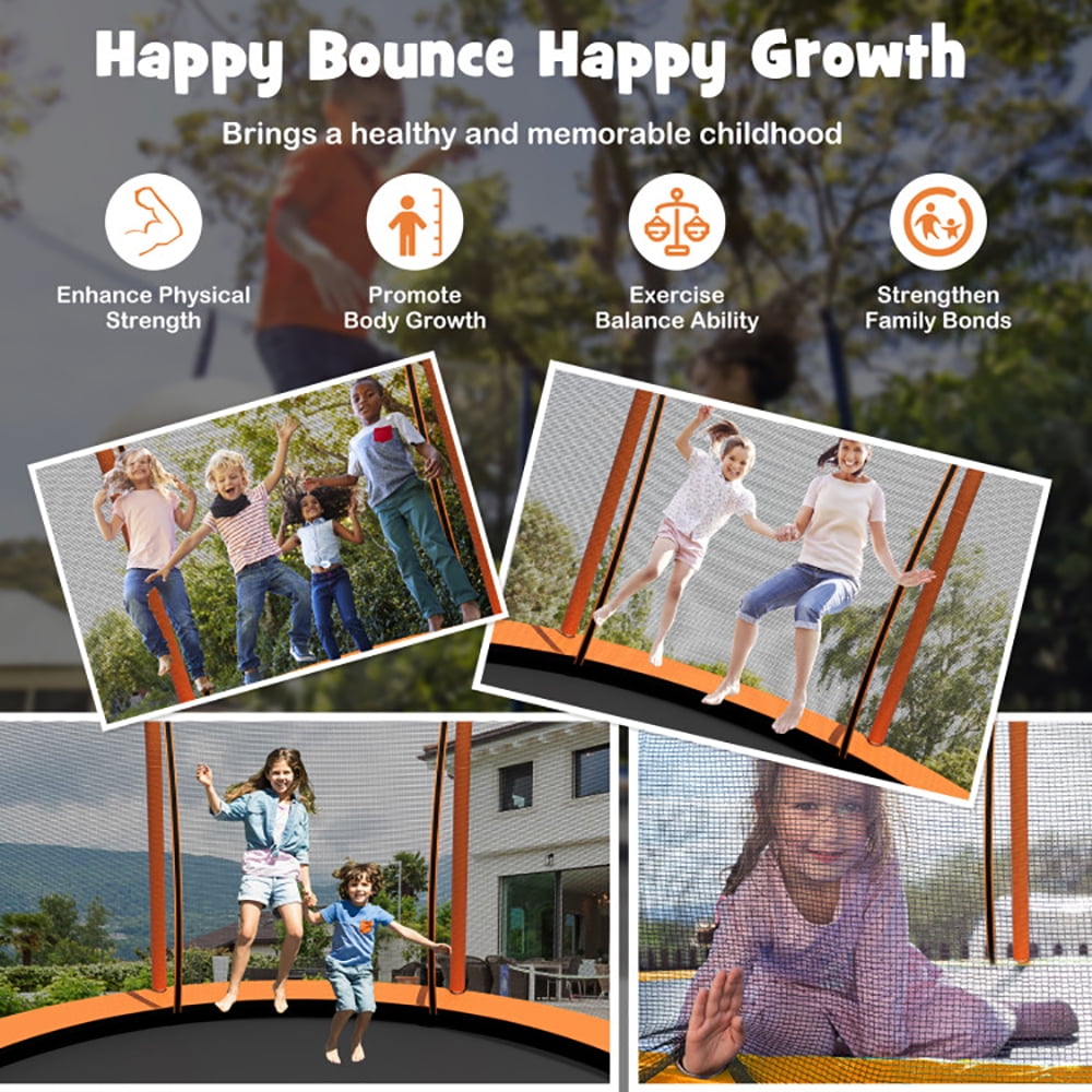 GVN Trampoline, Outdoor Recreational Trampolines,10 Feet Unique Flower Shape Trampoline with Galvanized Steel Frame-Orange