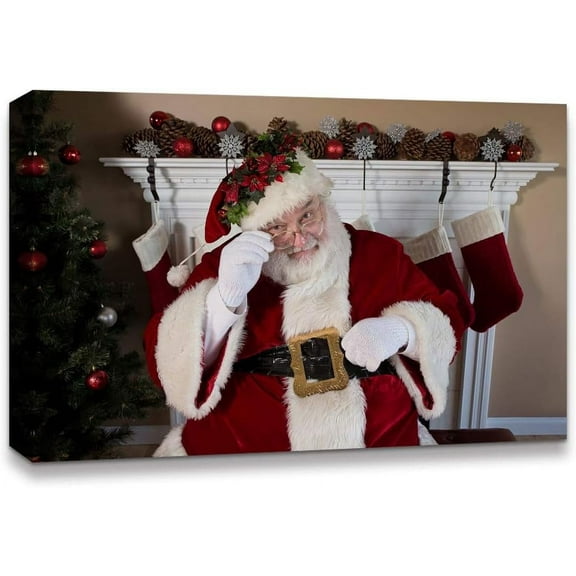 IDEA4WALL Humorous Christmas Santa Claus - Wall Art Canvas Print Decor Painting Artwork for Home 24"x36"