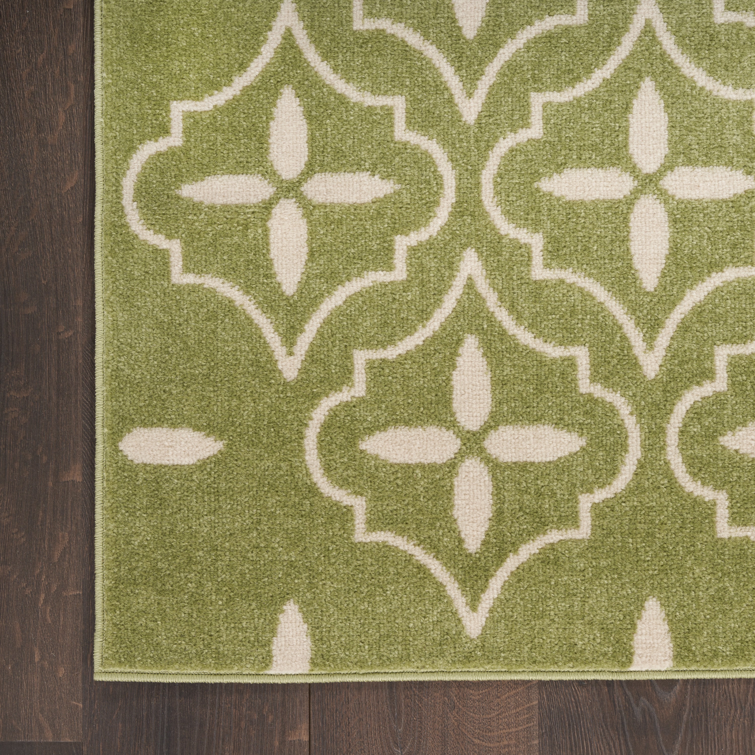Nourison Essentials Indoor/Outdoor Green Ivory 4' x 6' Area Rug (4x6)