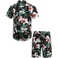 thumbnail image 3 of Men's Hawaiian Shirts Casual Button Down Short Sleeve Printed Shirts Shorts Set, 3 of 4